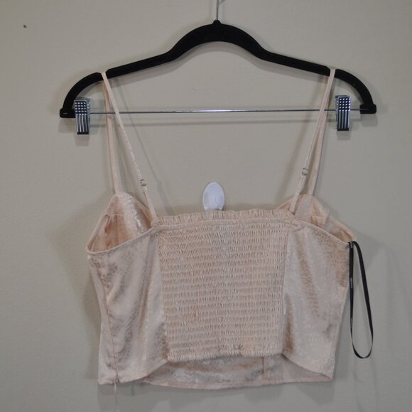 Forever 21 Womens L Leopard Print Spaghetti Strap Cropped Elastis Babydoll Top - Picture 4 of 9